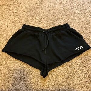 Fila Black Women's Athletic Drawstring Shorts with Logo